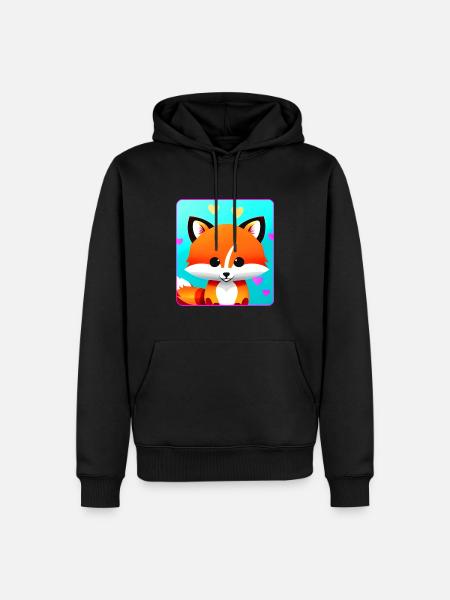 Niedlicher Fuchs mit Herzen - Männer Premium Bio Hoodie - Schwarz