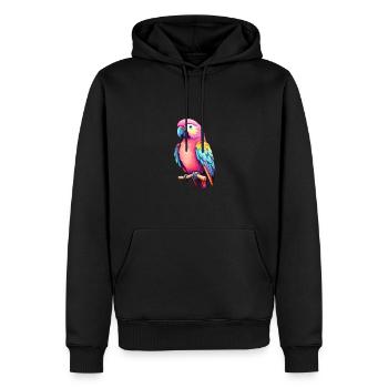 Perroquet coloré oiseau - Sweat à capuche Premium bio Homme - noir - Devant - Nico (187cm)