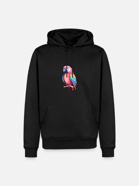 Vogel Bunter Papagei - Männer Premium Bio Hoodie - Schwarz