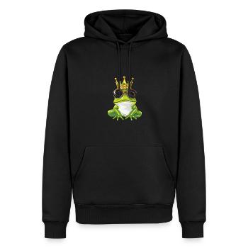 Grenouille comique avec couronne - Sweat à capuche Premium bio Homme - noir - Devant - Nico (187cm)