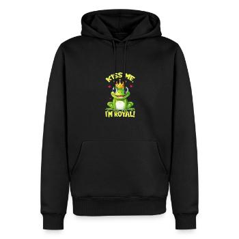 Grüner Frosch Comic König - Männer Premium Bio Hoodie - Schwarz - Vorne - Nico (187cm)