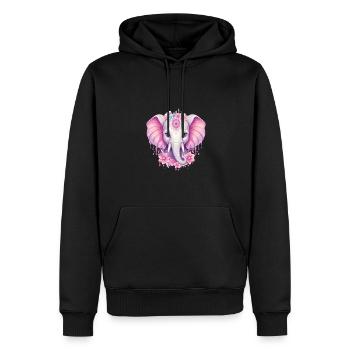 Indischer Elefant in Rosa - Flora und Ornamentik - Männer Premium Bio Hoodie - Schwarz - Vorne - Nico (187cm)