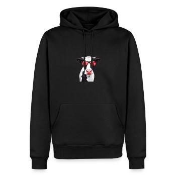 Comic-Kuh Design - Männer Premium Bio Hoodie - Schwarz - Vorne - Nico (187cm)