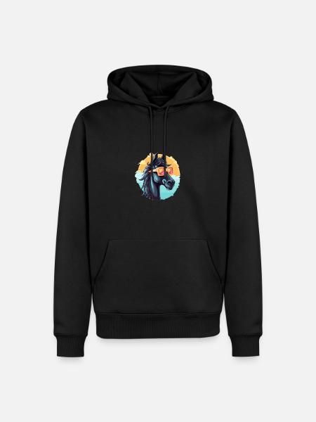 Cartoon Horse Sunglasses Vintage Sea - Men’s Premium Organic Hoodie - black