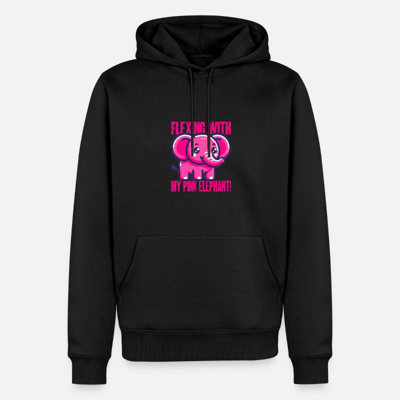 lustiger rosa Elefant mit spruch - Männer Premium Bio Hoodie - Schwarz