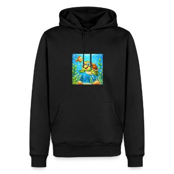 Kleine cartoon Schildkröte mit Schwimmbrille - Männer Premium Bio Hoodie - Schwarz - Vorne - Nico (187cm)