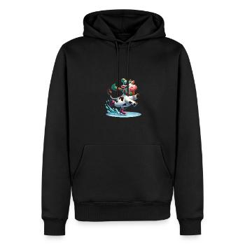 Schlittschuh laufen Kuh - Winter comic - Männer Premium Bio Hoodie - Schwarz - Vorne - Nico (187cm)