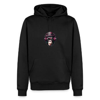 Comic monkey with sunglasses, headphones and hat - Men’s Premium Organic Hoodie - black - Front - Nico (187cm)
