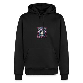Animal en peluche comique avec lunettes de soleil et écouteurs - Sweat à capuche Premium bio Homme - noir - Devant - Nico (187cm)