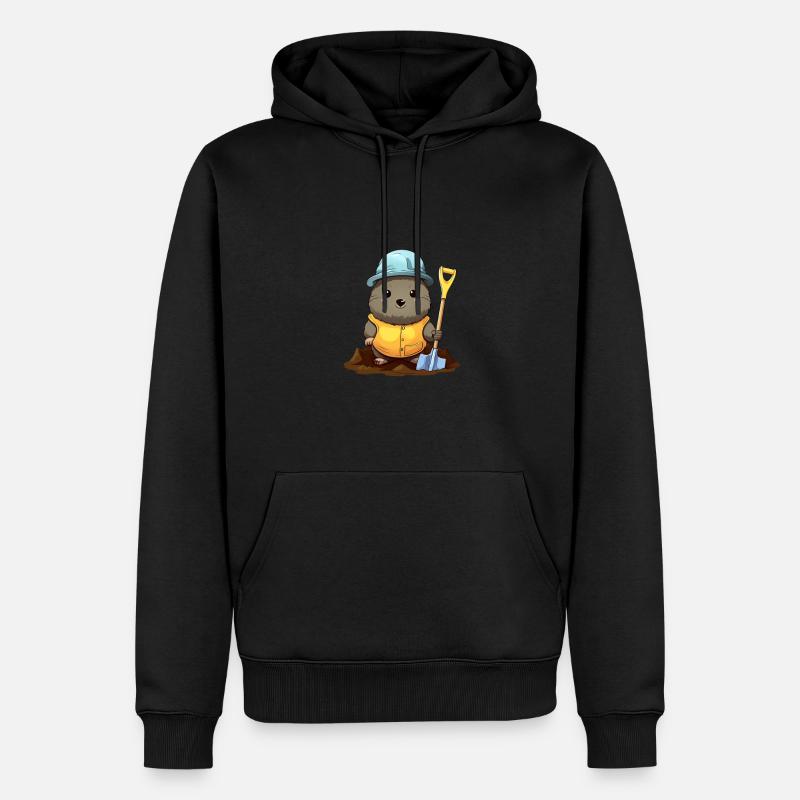 Constructeur de taupe mignon - Sweat à capuche Premium bio Homme - noir
