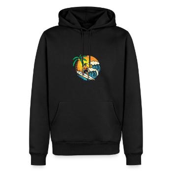 Un surfeur surfe sur une vague - Sweat à capuche Premium bio Homme - noir - Devant - Nico (187cm)