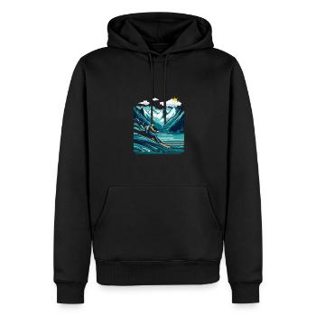 Kitesurfer avec planche - Sweat à capuche Premium bio Homme - noir - Devant - Nico (187cm)