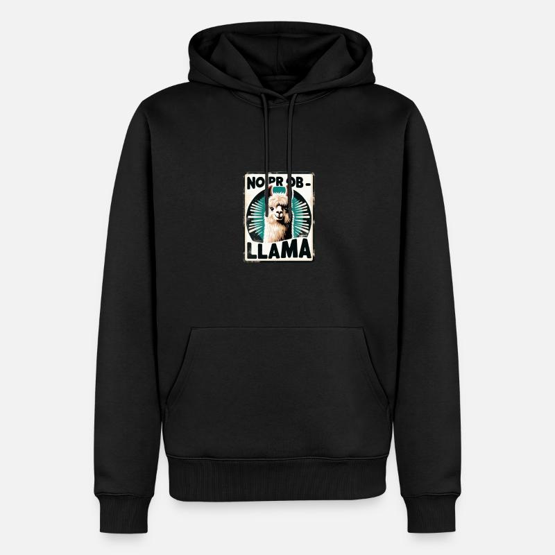 Lama rétro alpaga - Sweat à capuche Premium bio Homme - noir