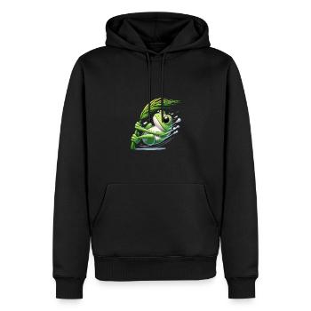 Comic Frosch klammert sich an Grashalm - Männer Premium Bio Hoodie - Schwarz - Vorne - Nico (187cm)