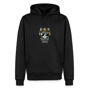 Chat cool avec lunettes de soleil et écouteurs - Sweat à capuche Premium bio Homme - noir - Devant - Nico (187cm)