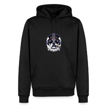Chien avec lunettes de soleil et casquette pilote et - Sweat à capuche Premium bio Homme - noir - Devant - Nico (187cm)