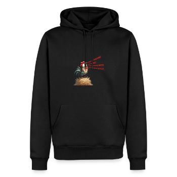 Coq comique chantant sur une botte de paille - Sweat à capuche Premium bio Homme - noir - Devant - Nico (187cm)