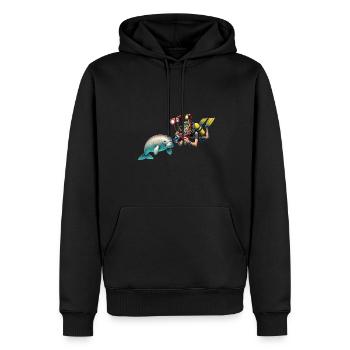 Taucher trifft Unterwasser auf Dugong - Männer Premium Bio Hoodie - Schwarz - Vorne - Nico (187cm)