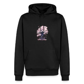 Cerisier du Japon, Fleur de cerisier, Esthétique Sakura - Sweat à capuche Premium bio Homme - noir - Devant - Nico (187cm)