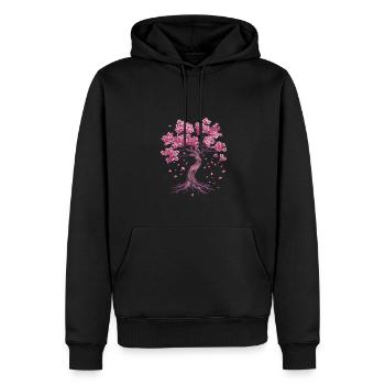 Sakura Cherry Blossom Tree with Roots - Men’s Premium Organic Hoodie - black - Front - Nico (187cm)