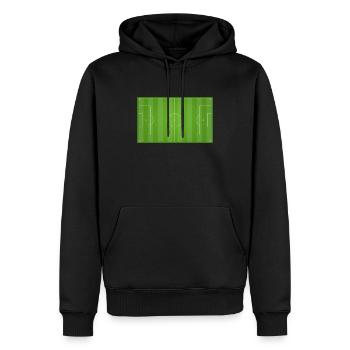 Fußballfeld - Männer Premium Bio Hoodie - Schwarz - Vorne - Nico (187cm)