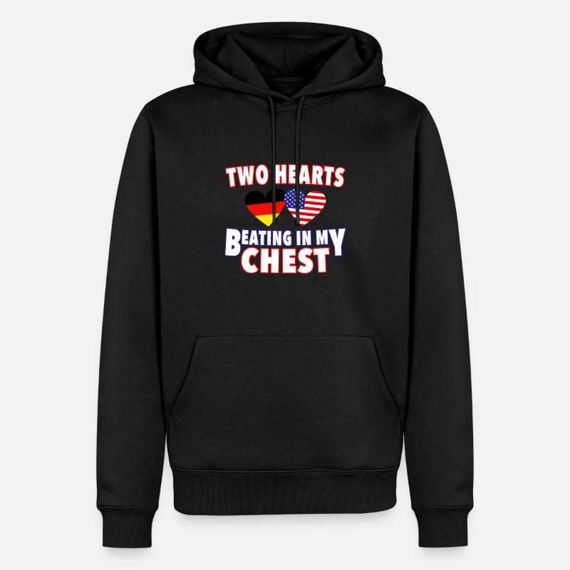 GERMANY AMERIKA BEATING HEARTS - Männer Premium Bio Hoodie - Schwarz