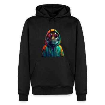 Tiger mit Sonnenbrille Bunt Coole Tiger Waldtier - Männer Premium Bio Hoodie - Schwarz - Vorne - Nico (187cm)