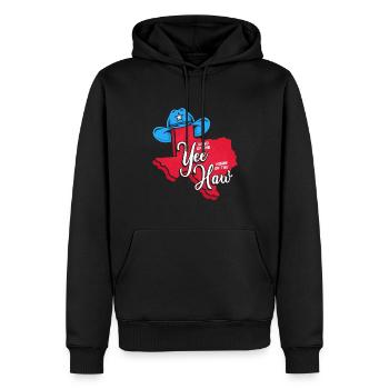 Yee Texas Design für stolze Texaner - Männer Premium Bio Hoodie - Schwarz - Vorne - Nico (187cm)