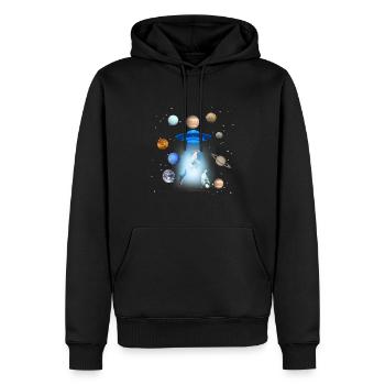 weltall,hunde,hund,ufo,planeten,raumschiff - Männer Premium Bio Hoodie - Schwarz - Vorne - Nico (187cm)