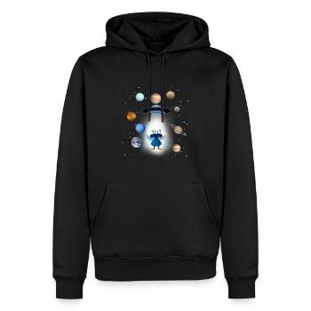 ufo,weltall,planeten,alien,astronaut,sterne - Männer Premium Bio Hoodie - Schwarz - Vorne - Nico (187cm)