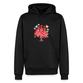 Baum des Lebens ,Lebensbaum,herzen,schmetterlinge - Männer Premium Bio Hoodie - Schwarz - Vorne - Nico (187cm)