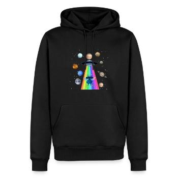 ufo,space,LGBT,rainbow,planet - Men’s Premium Organic Hoodie - black - Front - Nico (187cm)