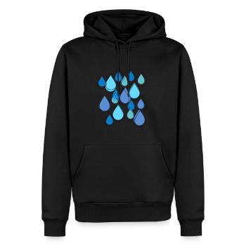 Pluie, Gouttes, Gouttes De Pluie, Bleu - Sweat à capuche Premium bio Homme - noir - Devant - Nico (187cm)