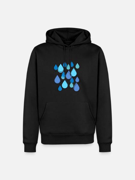 Rain, Drops, Raindrops, Blue - Men’s Premium Organic Hoodie - black