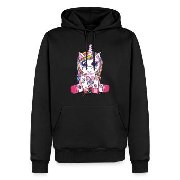 Unicorn inked Einhorn Tattoo - Männer Premium Bio Hoodie - Schwarz - Vorne - Nico (187cm)