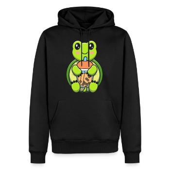 Bubble Milk Tea Tortue Buvant Boba Milk Tea - Sweat à capuche Premium bio Homme - noir - Devant - Nico (187cm)