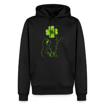 Tu es mon porte-bonheur Sloth Shamrock - Sweat à capuche Premium bio Homme - noir - Devant - Nico (187cm)