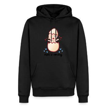 Chick is Coming - Women Pregnancy Announcement - Men’s Premium Organic Hoodie - black - Front - Nico (187cm)