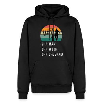 Papa Mann Mythos Legende Spruch Tshirt - Männer Premium Bio Hoodie - Schwarz - Vorne - Nico (187cm)