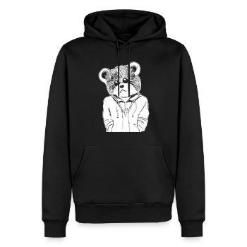 Niedlicher Teddybär zum Mitnehmen für Jung und Alt - Männer Premium Bio Hoodie - Schwarz - Vorne - Nico (187cm)