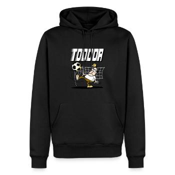 TOOOOR Fußballspieler - Männer Premium Bio Hoodie - Schwarz - Vorne - Nico (187cm)