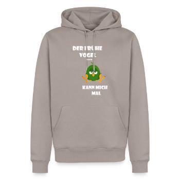 der frühe Vogel - Männer Premium Bio Hoodie - Taupe - Vorne - Nico (187cm)