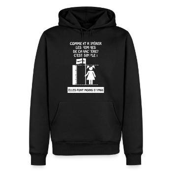 petite de caractère! - Sweat à capuche Premium bio Homme - noir - Devant - Nico (187cm)