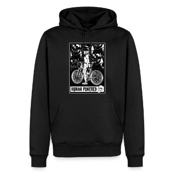 Zwei Räder, eine Mission: Entdecke die Welt - Männer Premium Bio Hoodie - Schwarz - Vorne - Nico (187cm)