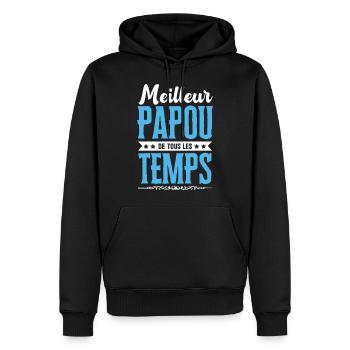 Meilleur Papou de tous les temps ! - Sweat à capuche Premium bio Homme - noir - Devant - Nico (187cm)