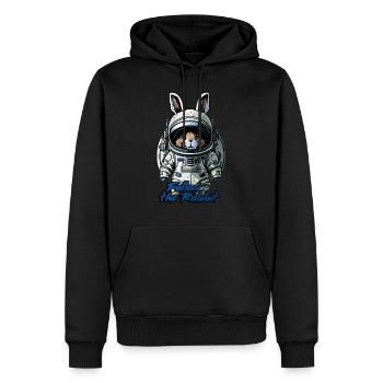 Folge dem Hasen - Männer Premium Bio Hoodie - Schwarz - Vorne - Nico (187cm)