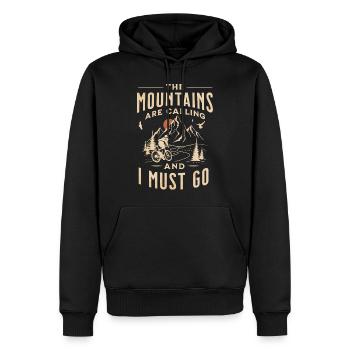 The Mountains are Calling Cycling Funny Biking - Men’s Premium Organic Hoodie - black - Front - Nico (187cm)