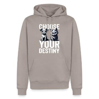Choisissez votre destin - Chien vs Chat - Sweat à capuche Premium bio Homme - taupe - Devant - Nico (187cm)