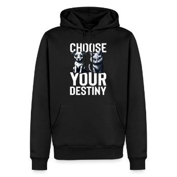 Choisissez votre destin - Chien vs Chat - Sweat à capuche Premium bio Homme - noir - Devant - Nico (187cm)