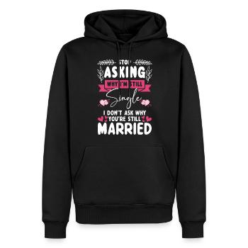 Statut de relation amoureuse solo Solitaire - Sweat à capuche Premium bio Homme - noir - Devant - Nico (187cm)